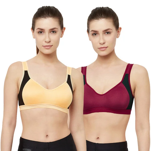 T.T. Women Cut N Sew Solid Sports Blouse Pack Of 2 Maroon::Skin Side Tie Blouse