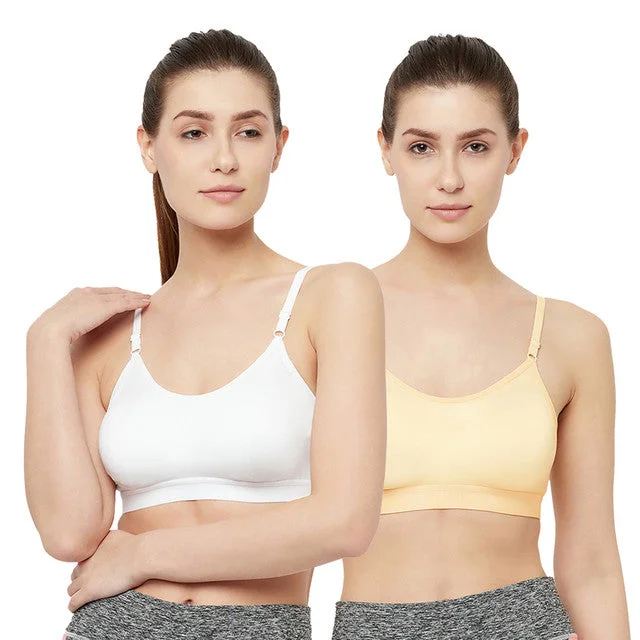 T.T. Women Moulded Solid Sports Blouse Pack Of 2 Skin::White Gathered Detail Blouse