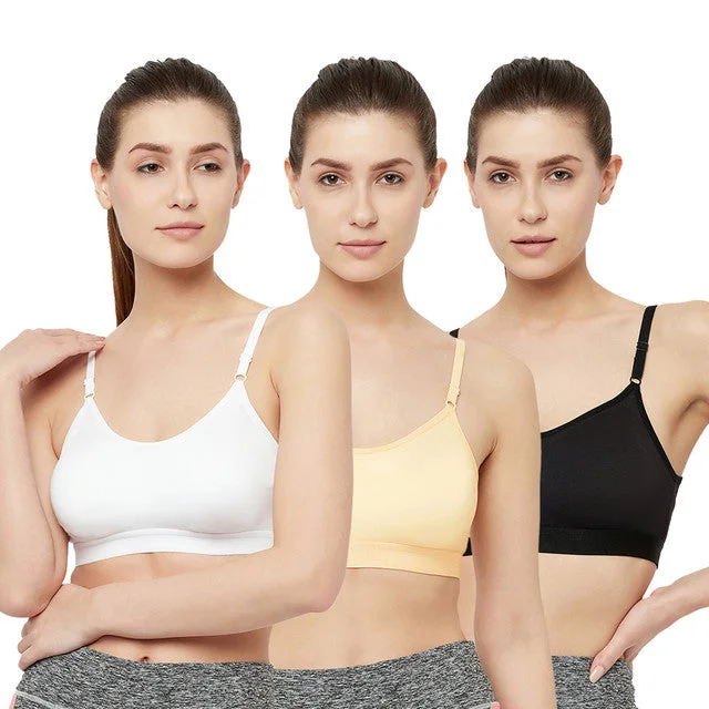 T.T. Women Moulded Solid Sports Blouse Pack Of 3 Black::Skin::White Boho Chic Blouse T.T. Women Moulded Solid Sports Blouse Pack Of 3 Black::Skin::White Boho Chic Blouse