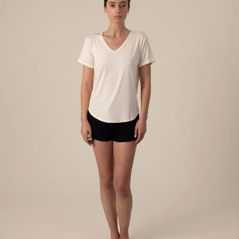 V-Neck Bamboo T-shirt Houndstooth Herringbone Solid