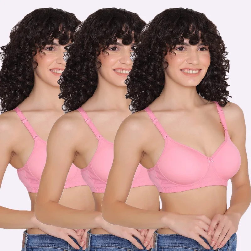 Women's Padded and Non Wired Full Coverage T-Shirt Bra (Pack of 3)-LILY Real Fur Shearling Chenille Women's Padded and Non Wired Full Coverage T-Shirt Bra (Pack of 3)-LILY Real Fur Shearling Chenille