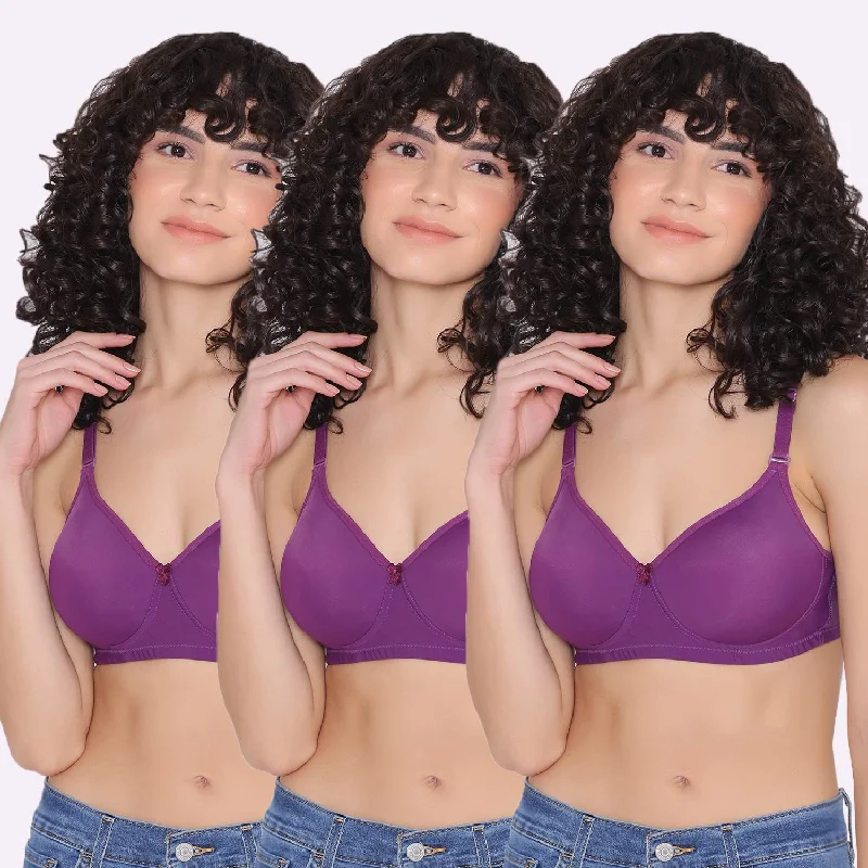 Women's Padded and Non Wired Full Coverage T-Shirt Bra (Pack of 3)-LILY Fashionable Trendy Casual Women's Padded and Non Wired Full Coverage T-Shirt Bra (Pack of 3)-LILY Fashionable Trendy Casual