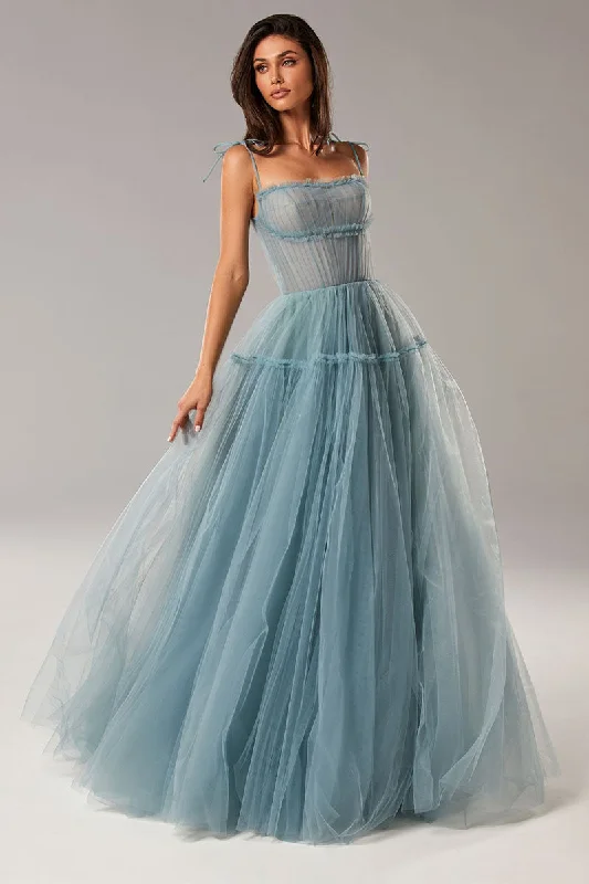 Alluring Beauty Tie-Strap Tulle Maxi Dress Cozy Cold-Shoulder Maxi Dress