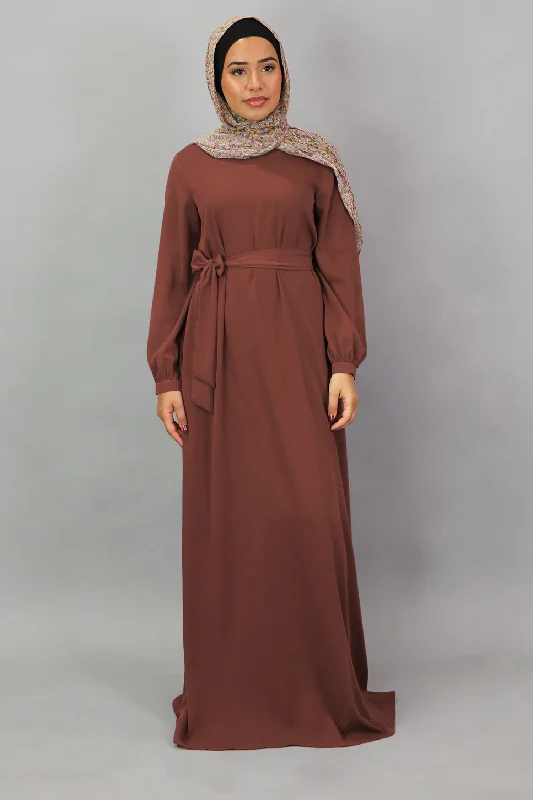 Burnt Sienna Deluxe Soft Maxi Dress Stylish A-Line Maxi Dress