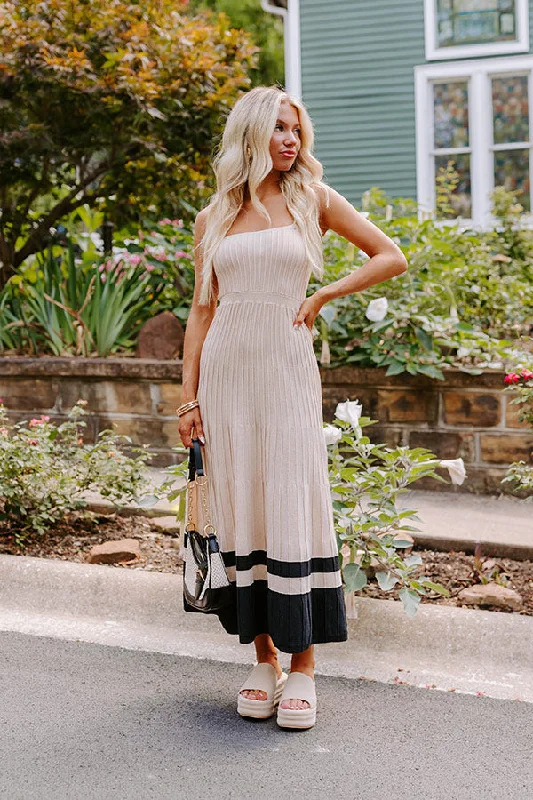 Coastal Cutie Ribbed Maxi Dress in Beige Cozy Longline Maxi Dress