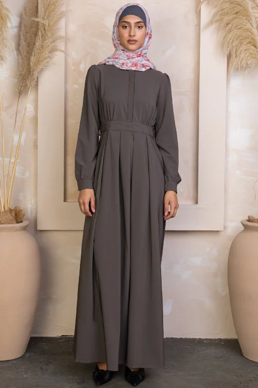 Gray Lattice Abaya Maxi Dress Fashionable Sleeveless Maxi Dress