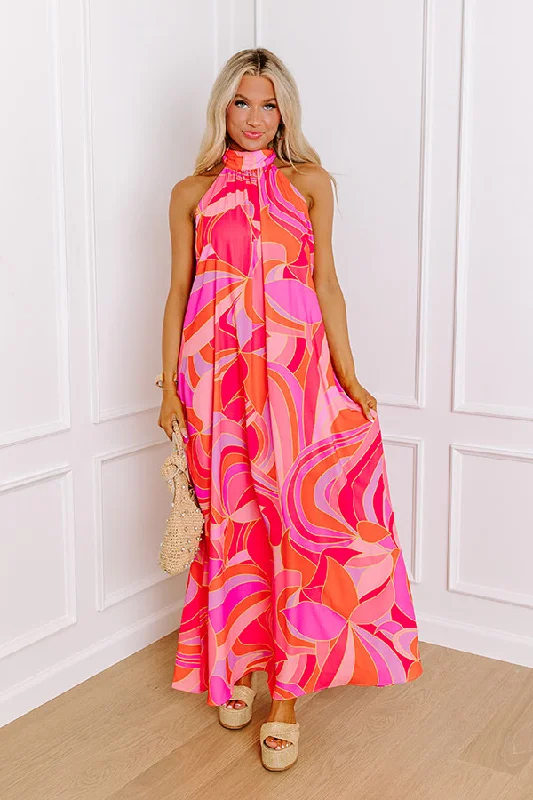 Loving Moment Maxi Dress in Pink Chic Boho Print Maxi Dress