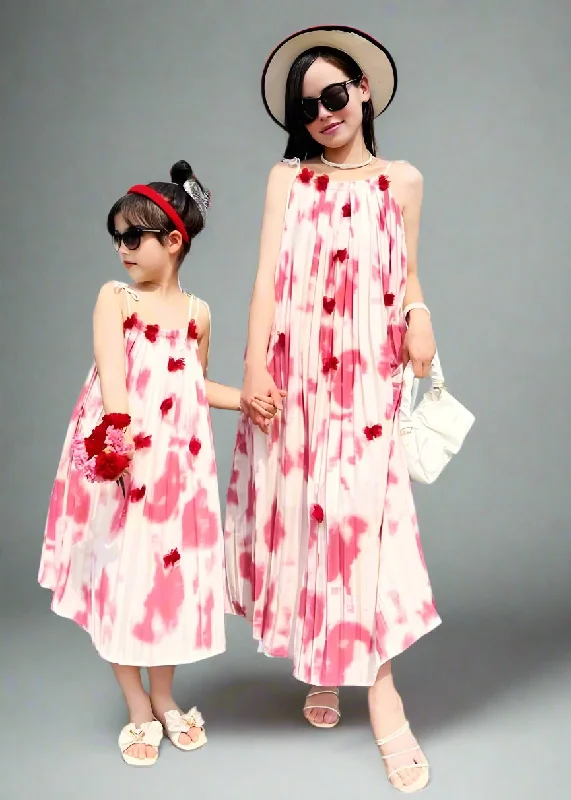 Mommy and Me Matching Pink Tie-Dye Pleated Maxi Dresses with Adjustable Straps Stylish Button-Up Maxi Dress Mommy and Me Matching Pink Tie-Dye Pleated Maxi Dresses with Adjustable Straps Stylish Button-Up Maxi Dress