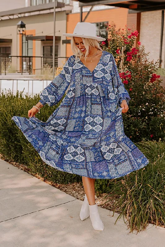 Orchard Oasis Paisley Maxi Dress in Blue Elegant Wraparound Maxi Dress