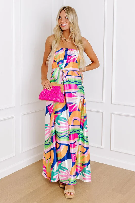 Paradise Palette Satin Maxi Dress Stylish Maxi Dress with Pleats
