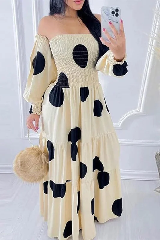 Polka Dot Strap Shirred Sweet Tiered Maxi Dress Cozy Ribbed Maxi Dress