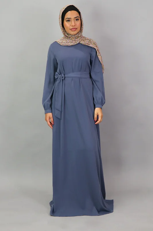Serenity Blue Deluxe Soft Maxi Dress Cozy Ruffle Sleeve Maxi Dress