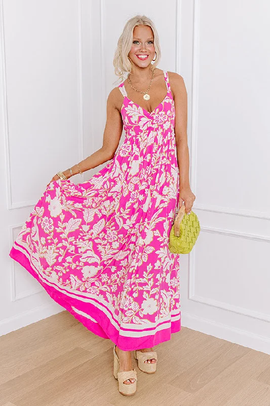 Sunset Soiree Floral Maxi Dress in Pink Fashionable Printed Maxi Dress