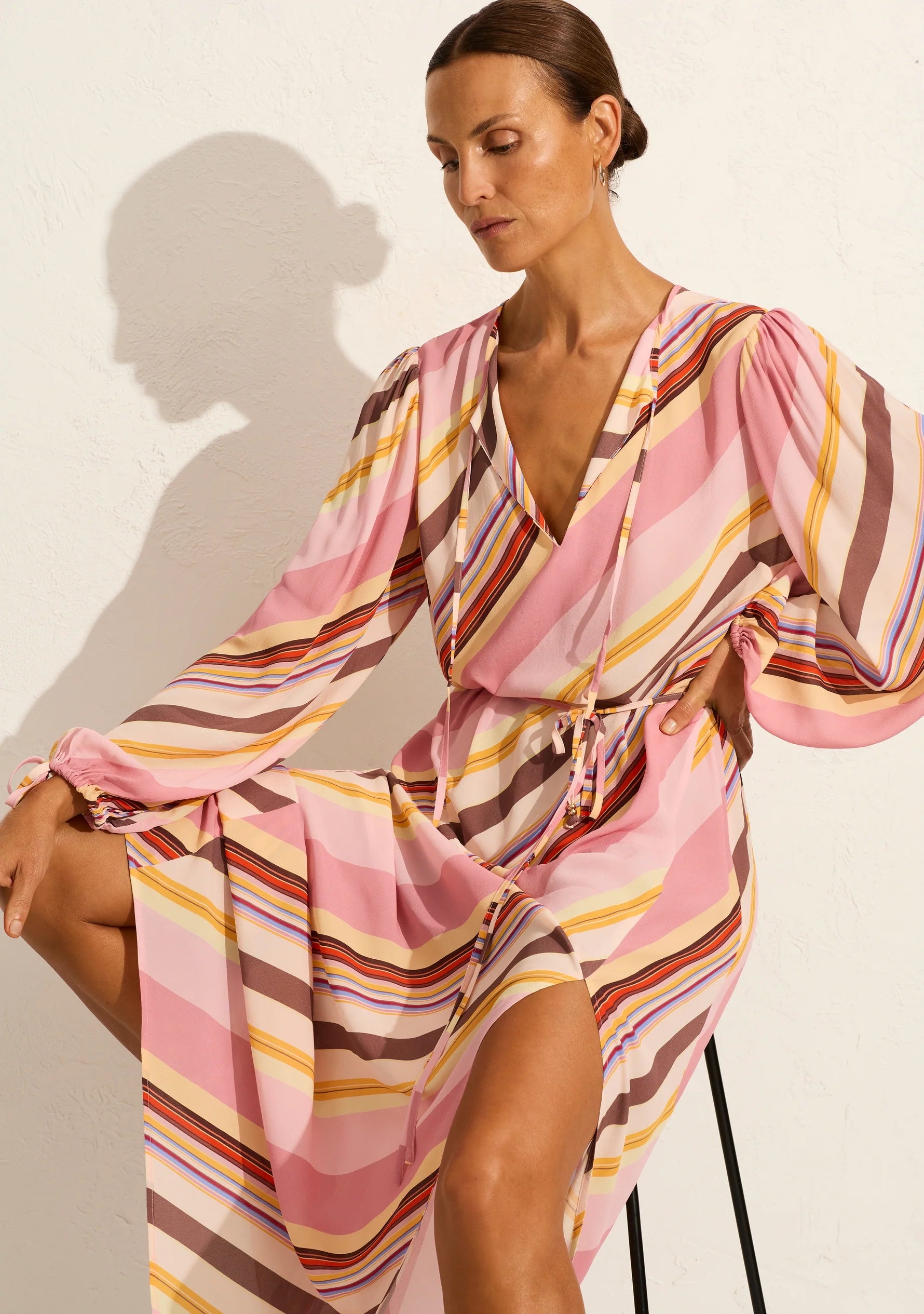The Loretta Maxi Dress CANDY PINK Comfortable Maxi Dress with Sleeves