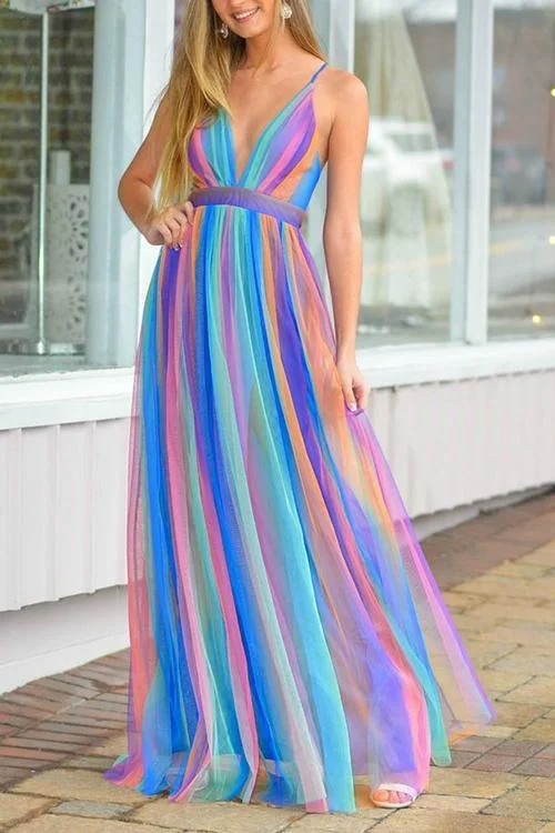 V Neck Backless Maxi Dress Trendy V-Neck Maxi Dress