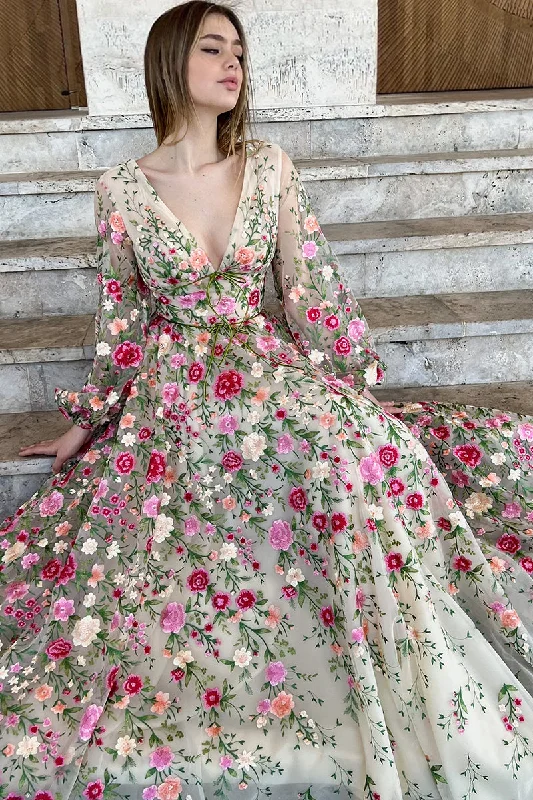 Wildflower Romance Embroidered Maxi Dress Fashionable Off-Shoulder Maxi Dress