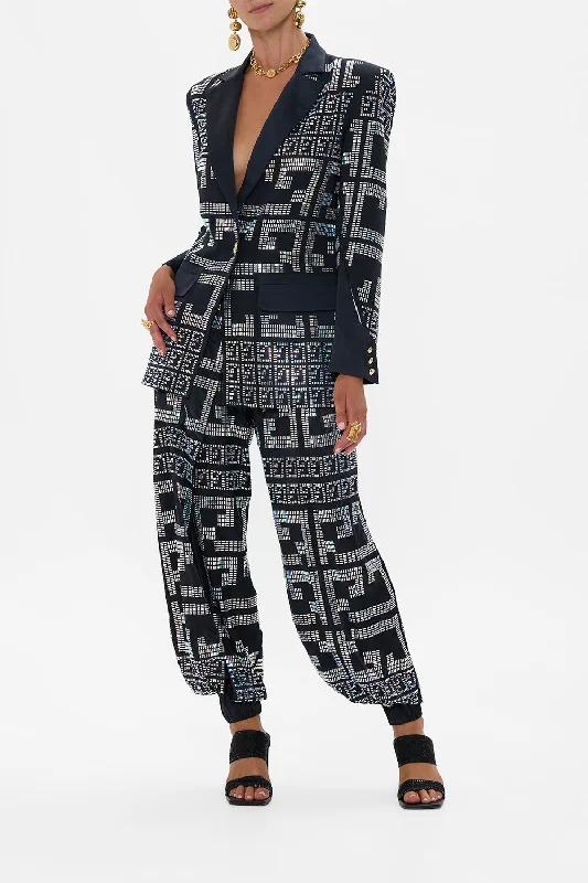 JACKET WITH SLEEVE CUT OUT DETAIL READ MY GLYPHS Zip Front Button Front Snap Front