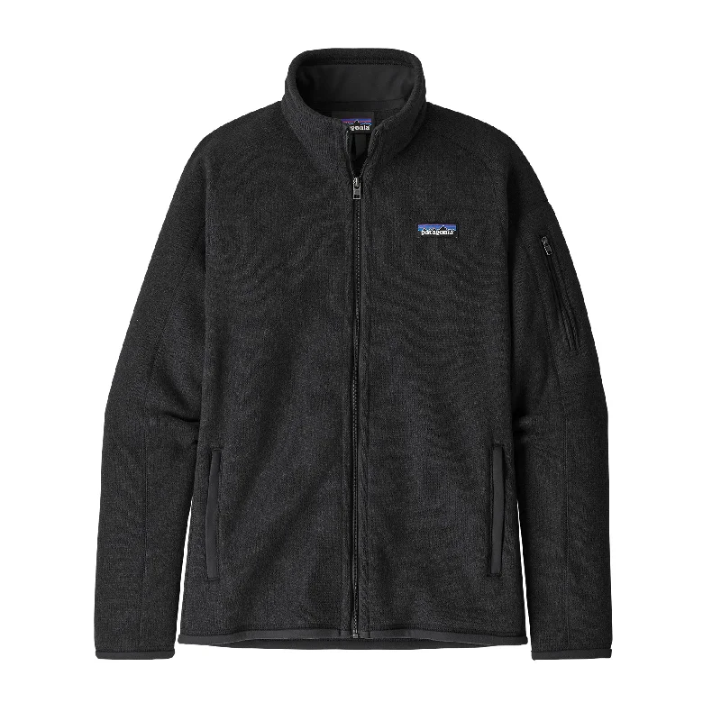 Women's Better Sweater Jacket - Black Welt Pockets Slit Pockets Flap Pockets