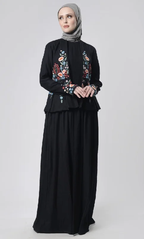 2 pcs With Embroidered Jacket Abaya Trench Coat Raincoat Waterproof Jacket