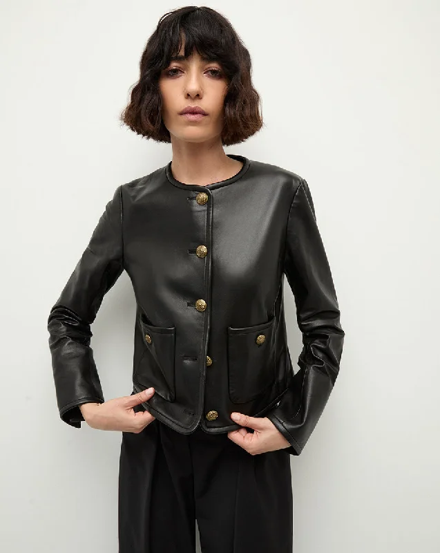 Andrea Leather Jacket One-Shoulder Jacket Off-the-Shoulder Jacket Asymmetrical Jacket