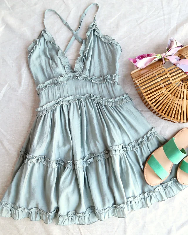 Attention Grabber Ruffled Trim Mini Dress in Olive Comfortable Smocked Mini Dress