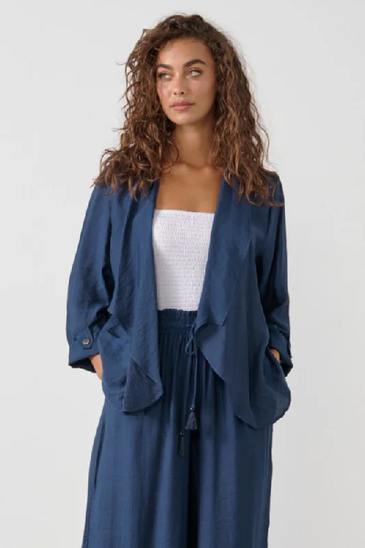 Back Feature Jacket By Caju Zippered Front Buttoned Front Snap Front