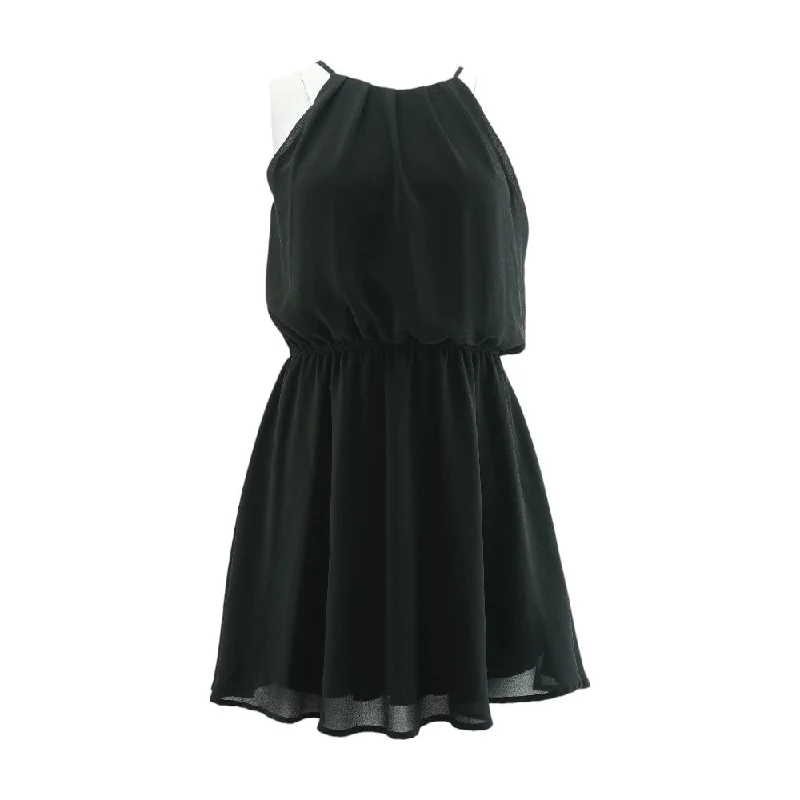 Black Solid Mini Dress Fashionable Denim Mini Dress