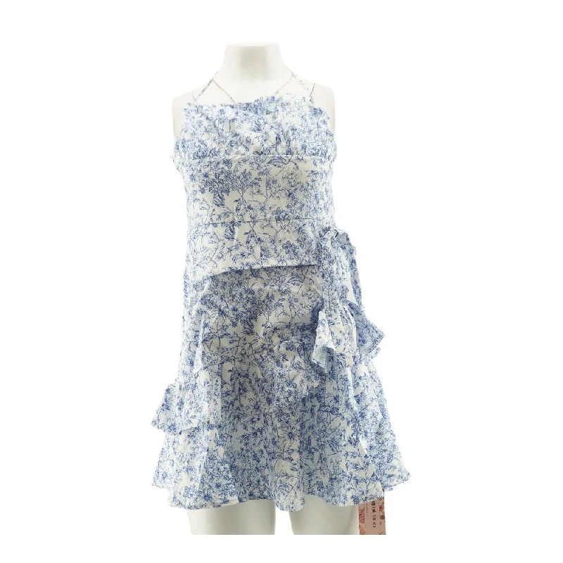 Blue Floral Mini Dress Classic Casual Mini Dress