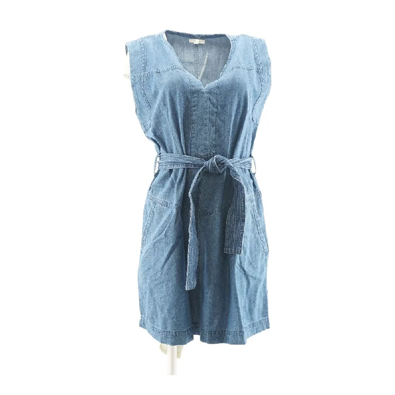 Blue Solid Mini Dress Stylish Button-Down Mini Dress