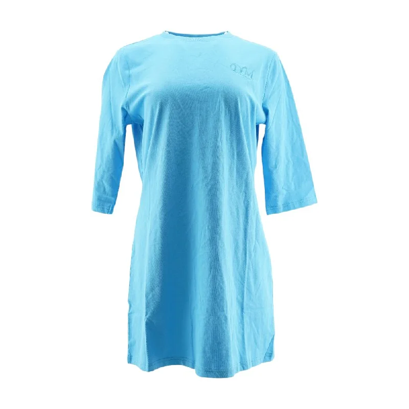 Blue Solid Mini Dress Comfortable Wrap Mini Dress