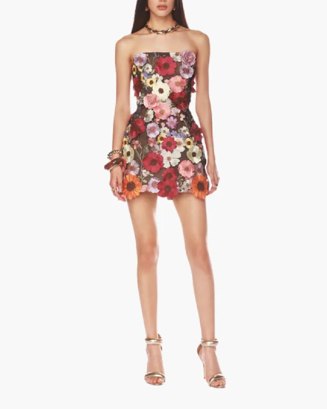 BOUQUET MARAYA MINI DRESS IN BLACK MULTI Comfortable Casual Mini Dress