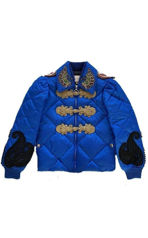 Quilted Bomber Jacket Appliqued Jacket Beaded Jacket Sequined Jacket
