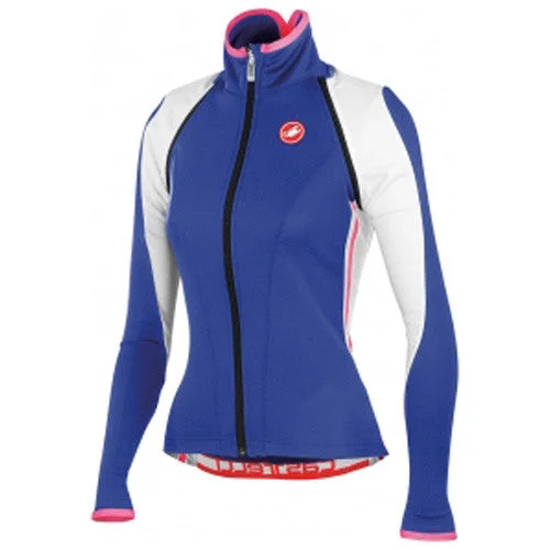 Castelli Womens Pazza Wind Shell Jacket - Blue Notch Collar Peter Pan Collar Cowl Neck