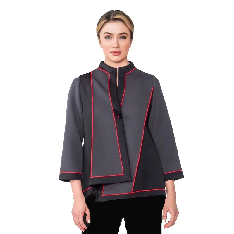 IC Collection Colorblock Asymmetric Jacket - 4940J - Sizes M & XL Only! Fitted Jacket Loose Jacket Oversized Jacket