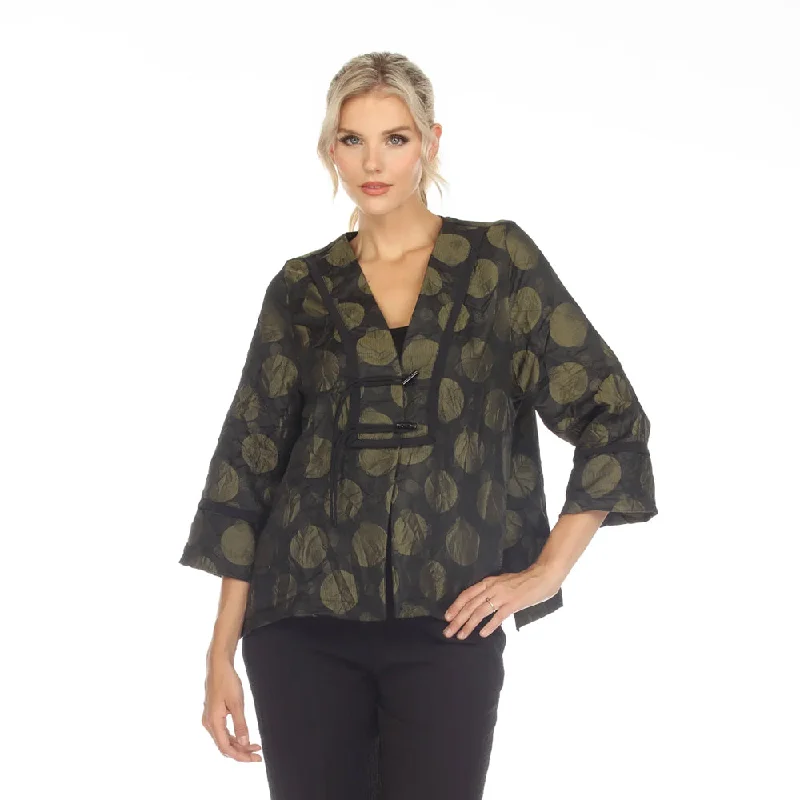 Moonlight Textured Polka-Dot Jacket in Kiwi/Black - 3692-KWI Zippered Jacket Buttoned Jacket Snapped Jacket Moonlight Textured Polka-Dot Jacket in Kiwi/Black - 3692-KWI Zippered Jacket Buttoned Jacket Snapped Jacket