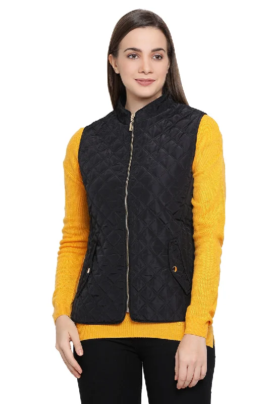 Cozy Sleeveless Puffer Jacket Welt Pockets Slit Pockets Flap Pockets