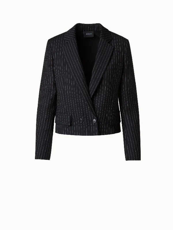 Cropped Boxy Jacket with Pinstripes Striped Jacket Polka Dot Jacket Floral Jacket