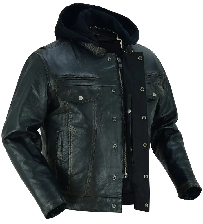 DS877 Women's Motorcycle Jacket with Rub-Off Finish Rayon Fabric Velvet Fabric Corduroy Fabric