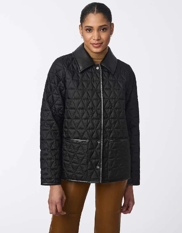 Diamond Ridge Quilted Jacket Denim Fabric Leather Fabric Suede Fabric
