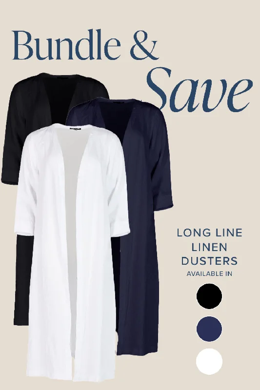 The Long Line Linen Duster Jacket Bundle Satin Fabric Silk Fabric Chiffon Fabric