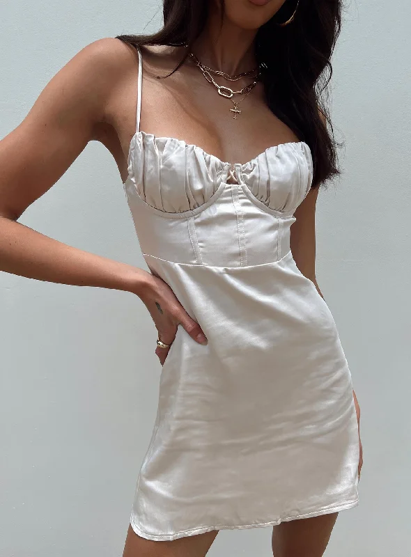 Elona Mini Dress Champagne Comfortable Bodycon Mini Dress