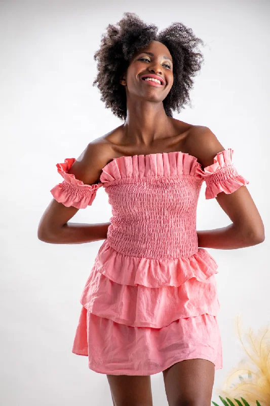 Emma Mini Dress Pink Cozy Ribbed Mini Dress