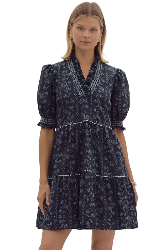 Etta Floral Print Mini Dress Cozy Knit Mini Dress