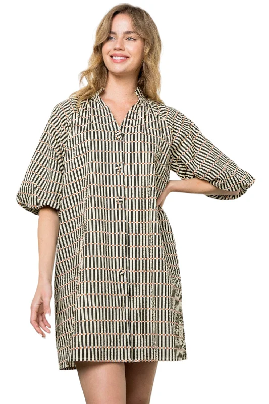Flint Striped Mini Dress Cozy Cotton Mini Dress