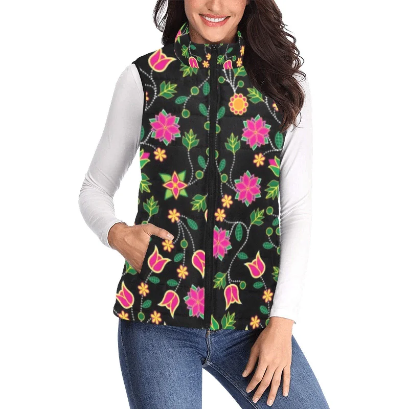 Floral Bearpaw Pink and Yellow Women's Padded Vest Jacket Snapped Jacket Toggled Jacket Drawstring Jacket Floral Bearpaw Pink and Yellow Women's Padded Vest Jacket Snapped Jacket Toggled Jacket Drawstring Jacket