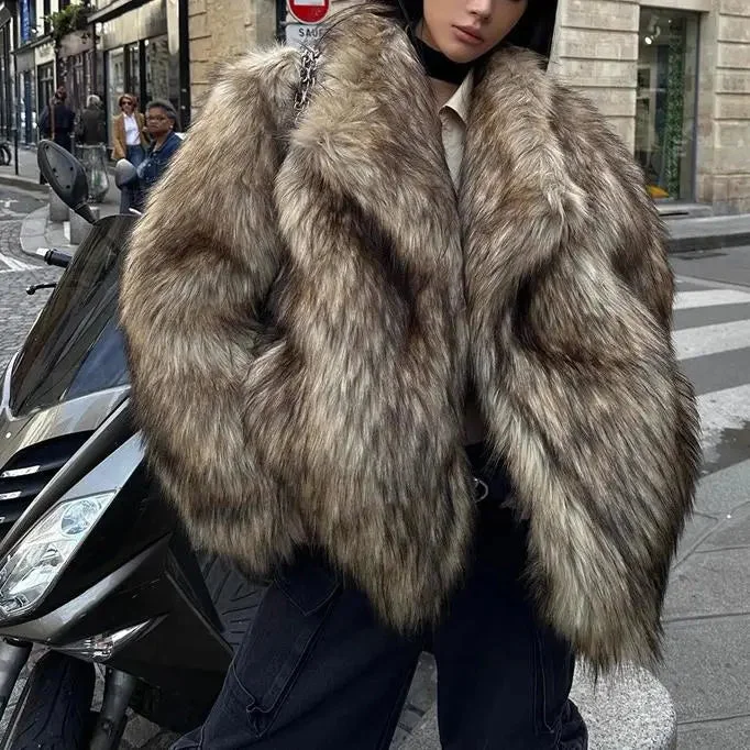 FZ Women's Collared Fur Warm Furry Jacket Herringbone Jacket Houndstooth Jacket Plaid Jacket FZ Women's Collared Fur Warm Furry Jacket Herringbone Jacket Houndstooth Jacket Plaid Jacket