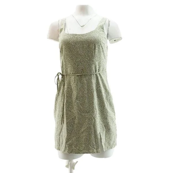 Green Floral Mini Dress Elegant Satin Mini Dress