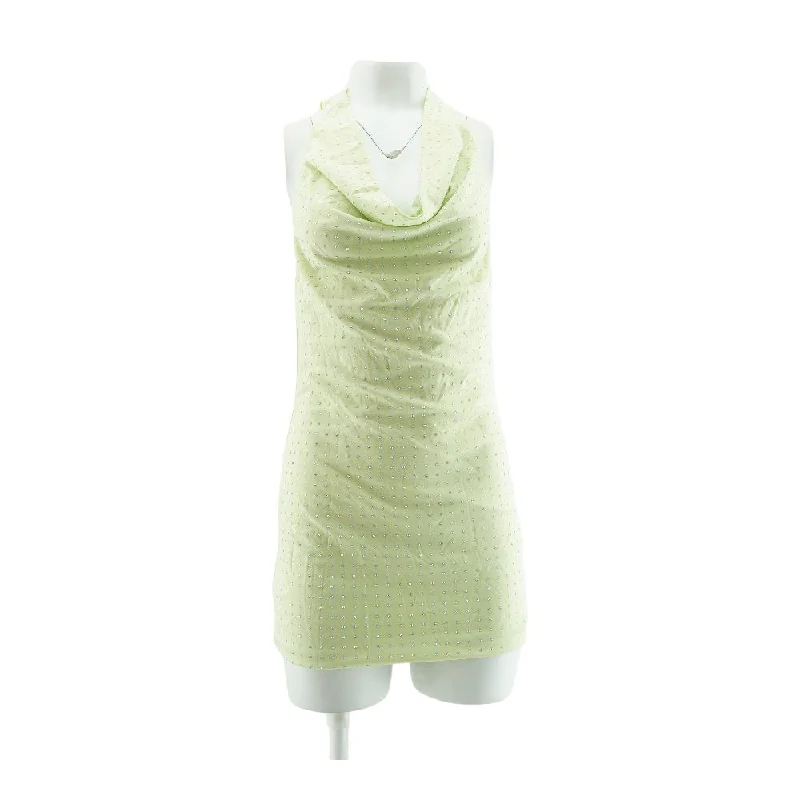 Green Solid Mini Dress Stylish Short-Sleeve Mini Dress