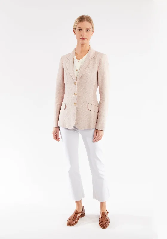 Hacking Jacket | Rose Quartz Linen Fleece Fabric Down Fabric Feather Fabric