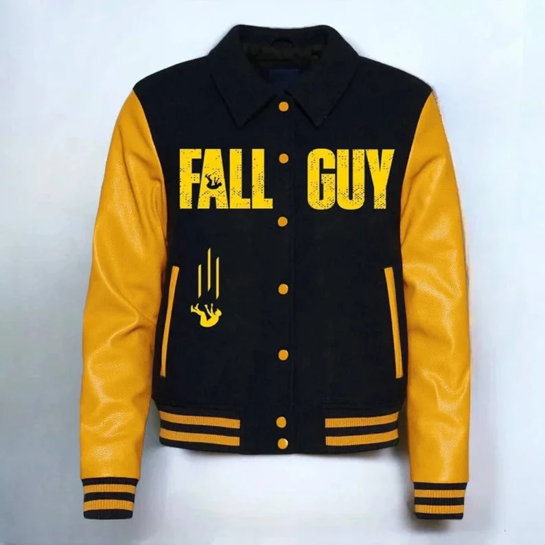 Handmade Black and Yellow Ryan Gosling "The Fall Guy" Bomber Jacket Jersey Jacket Tulle Jacket Batik Jacket